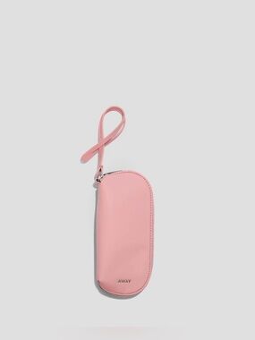 Away Pink Leather Wristlet sunglasse Case with Strap